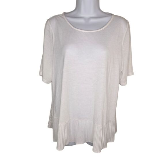 Talbots White Pleated Hem T Shirt Top Size 1XP - Picture 1 of 4